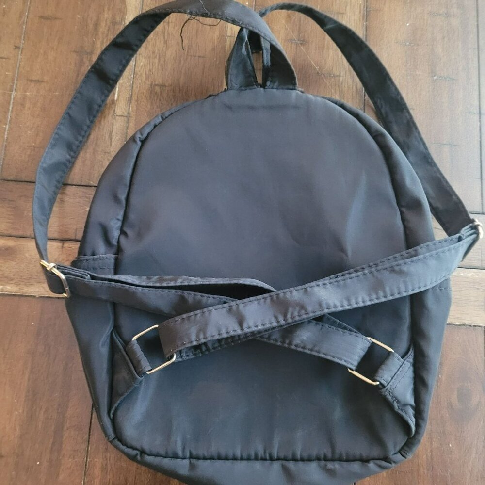 Kedzie Black Mini Backpack With Gold Zipper & Patterned Interior - Picture 4 of 5